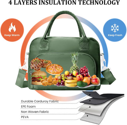 Insulated Lunch Bag for Women Men Large Reusable Lunch Box Adult Leakproof Portable Cooler Tote Bags for Work Picnic
