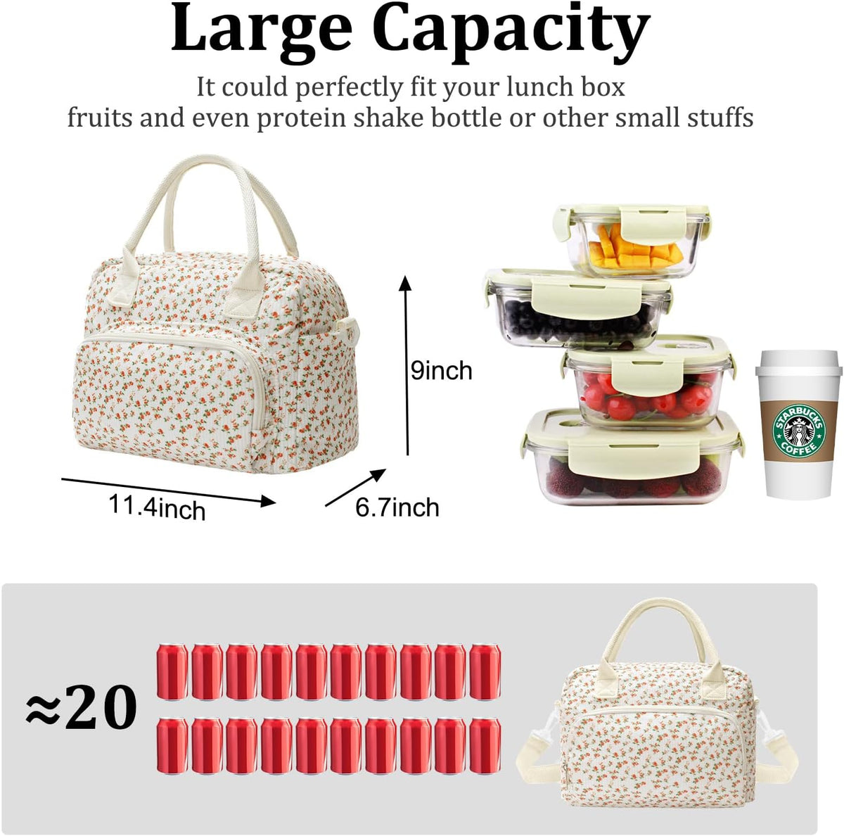 Insulated Lunch Bag for Women Men Large Reusable Lunch Box Adult Leakproof Portable Cooler Tote Bags for Work Picnic