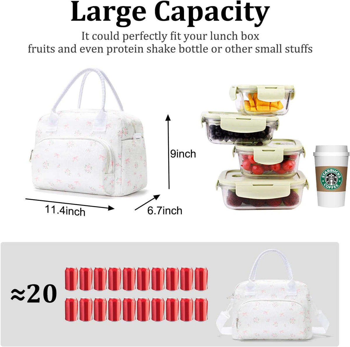 Insulated Lunch Bag for Women Men Large Reusable Lunch Box Adult Leakproof Portable Cooler Tote Bags for Work Picnic