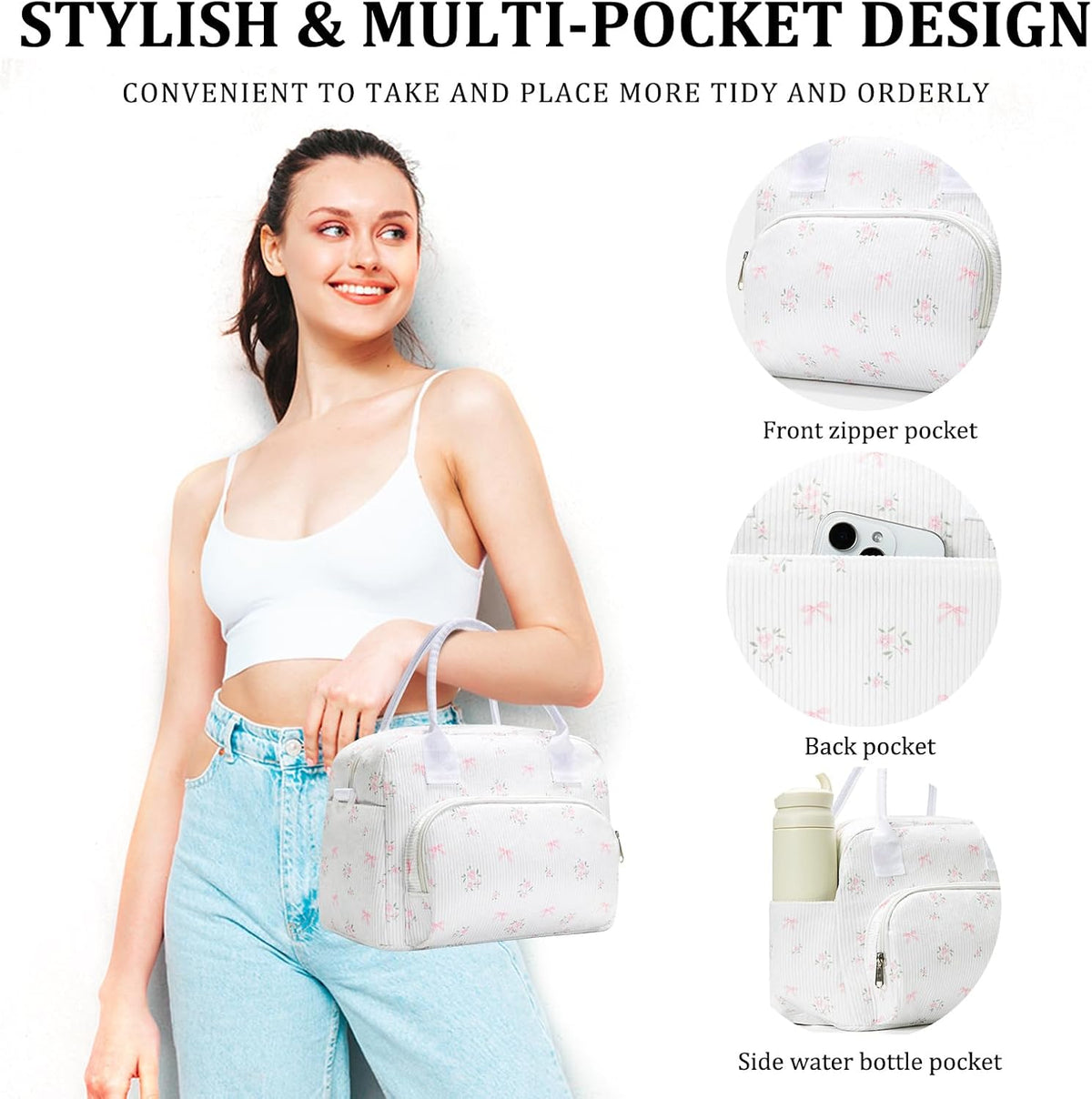 Insulated Lunch Bag for Women Men Large Reusable Lunch Box Adult Leakproof Portable Cooler Tote Bags for Work Picnic