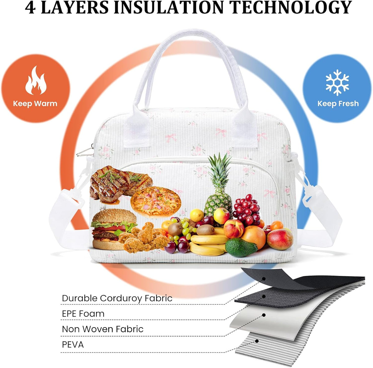 Insulated Lunch Bag for Women Men Large Reusable Lunch Box Adult Leakproof Portable Cooler Tote Bags for Work Picnic