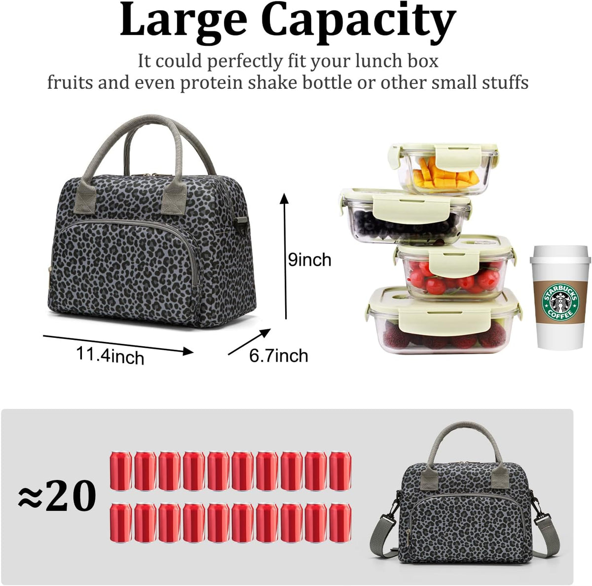Insulated Lunch Bag for Women Men Large Reusable Lunch Box Adult Leakproof Portable Cooler Tote Bags for Work Picnic