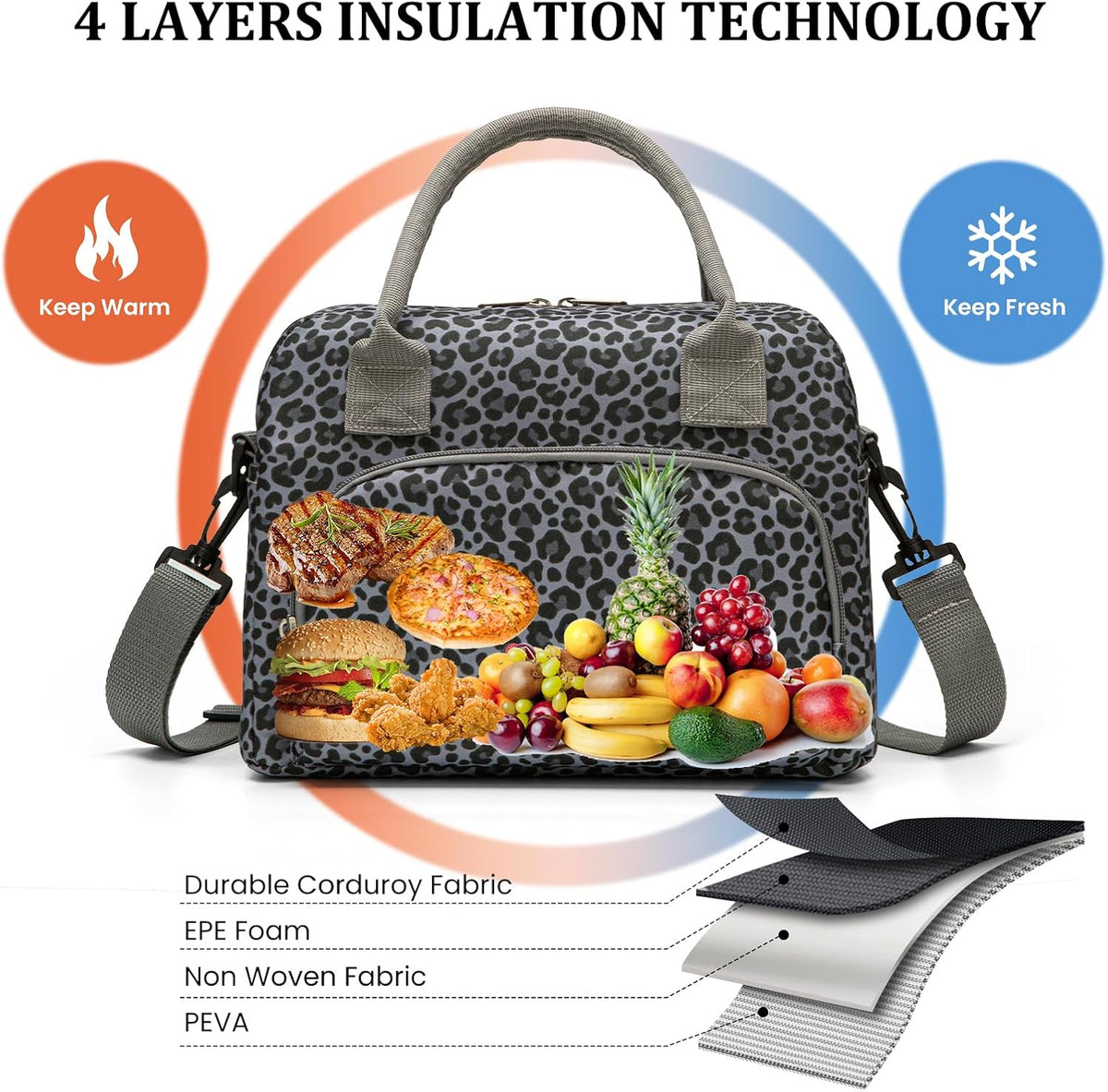 Insulated Lunch Bag for Women Men Large Reusable Lunch Box Adult Leakproof Portable Cooler Tote Bags for Work Picnic