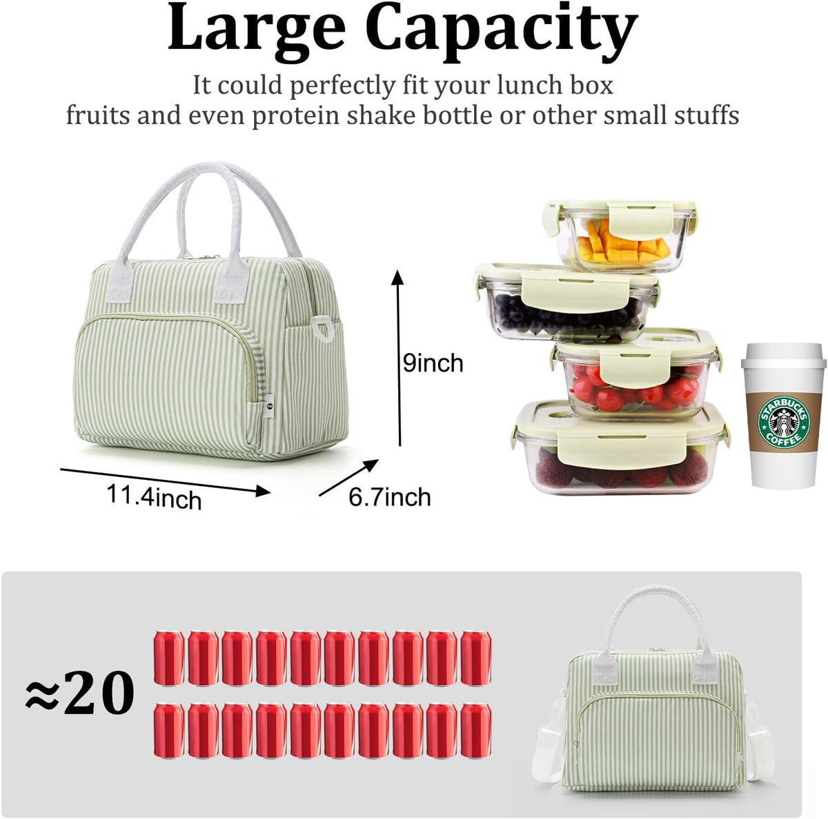 Insulated Lunch Bag for Women Men Large Reusable Lunch Box Adult Leakproof Portable Cooler Tote Bags for Work Picnic