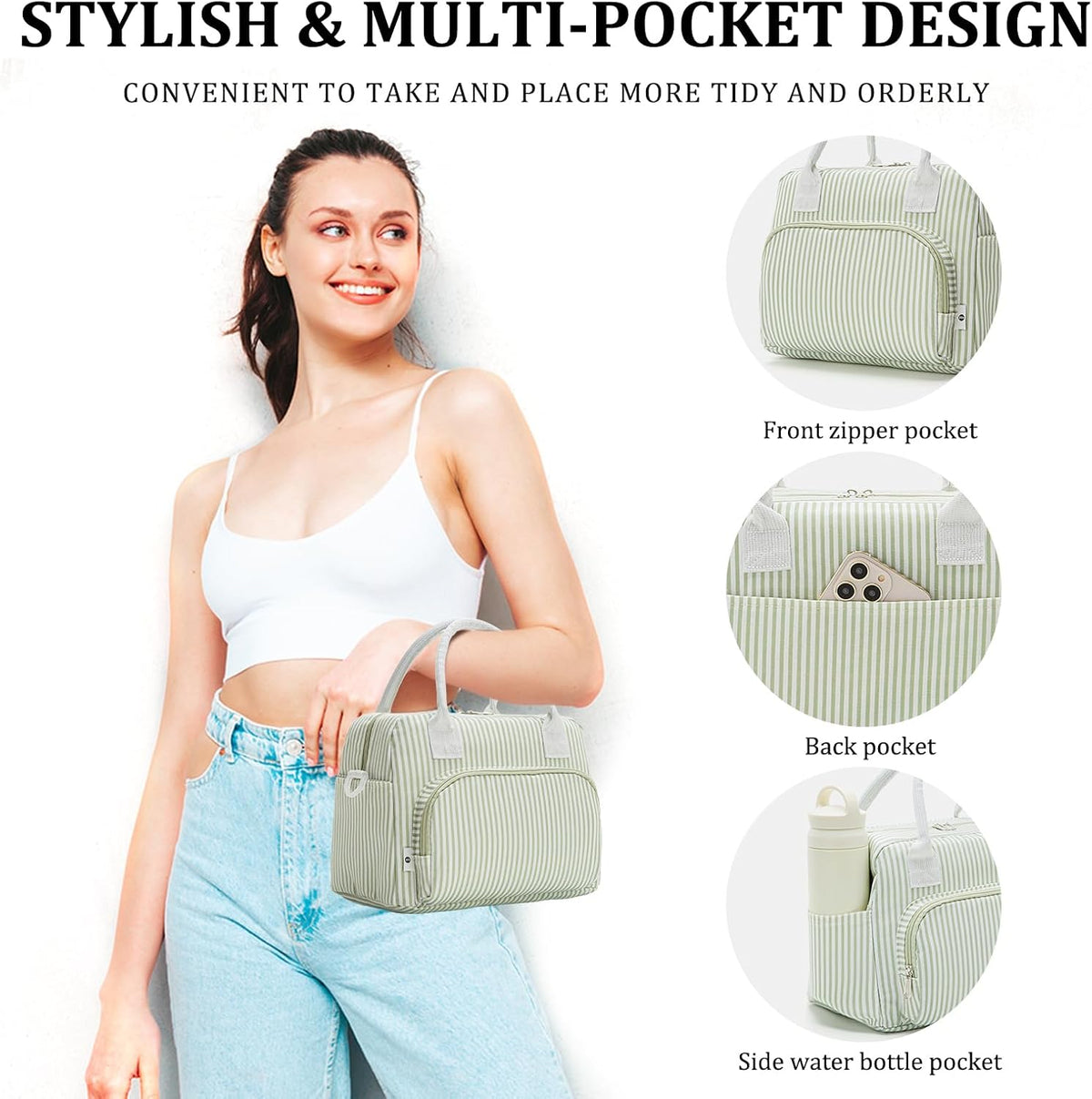 Insulated Lunch Bag for Women Men Large Reusable Lunch Box Adult Leakproof Portable Cooler Tote Bags for Work Picnic