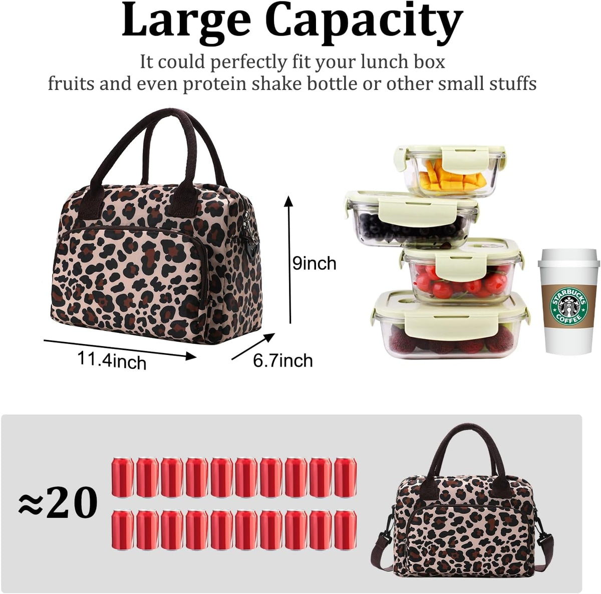 Insulated Lunch Bag for Women Men Large Reusable Lunch Box Adult Leakproof Portable Cooler Tote Bags for Work Picnic