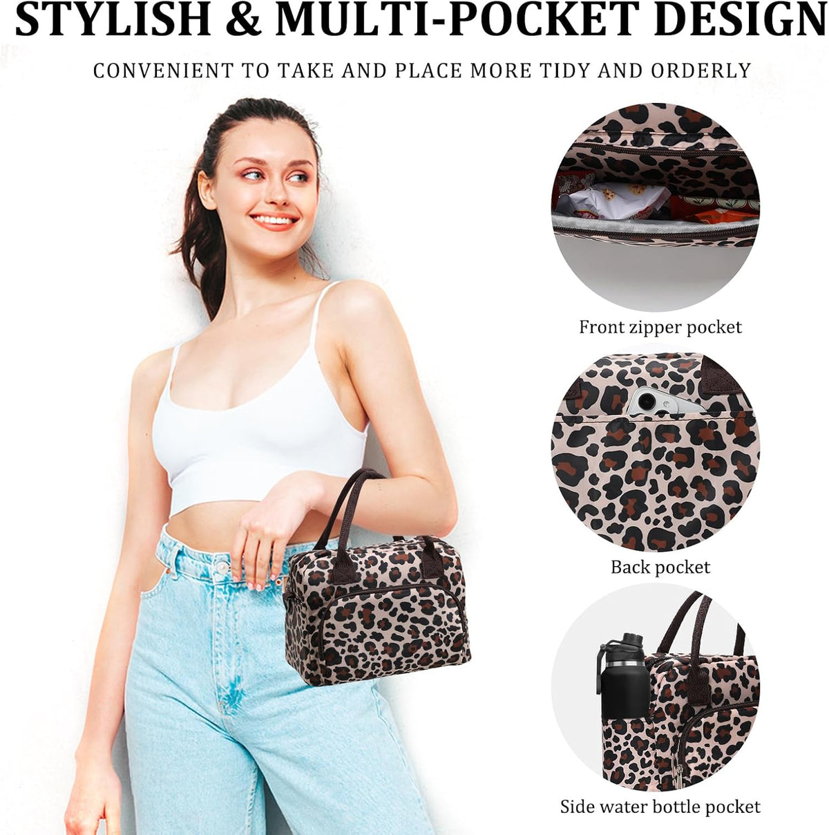 Insulated Lunch Bag for Women Men Large Reusable Lunch Box Adult Leakproof Portable Cooler Tote Bags for Work Picnic