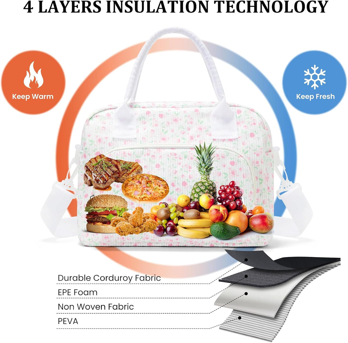 Insulated Lunch Bag for Women Men Large Reusable Lunch Box Adult Leakproof Portable Cooler Tote Bags for Work Picnic