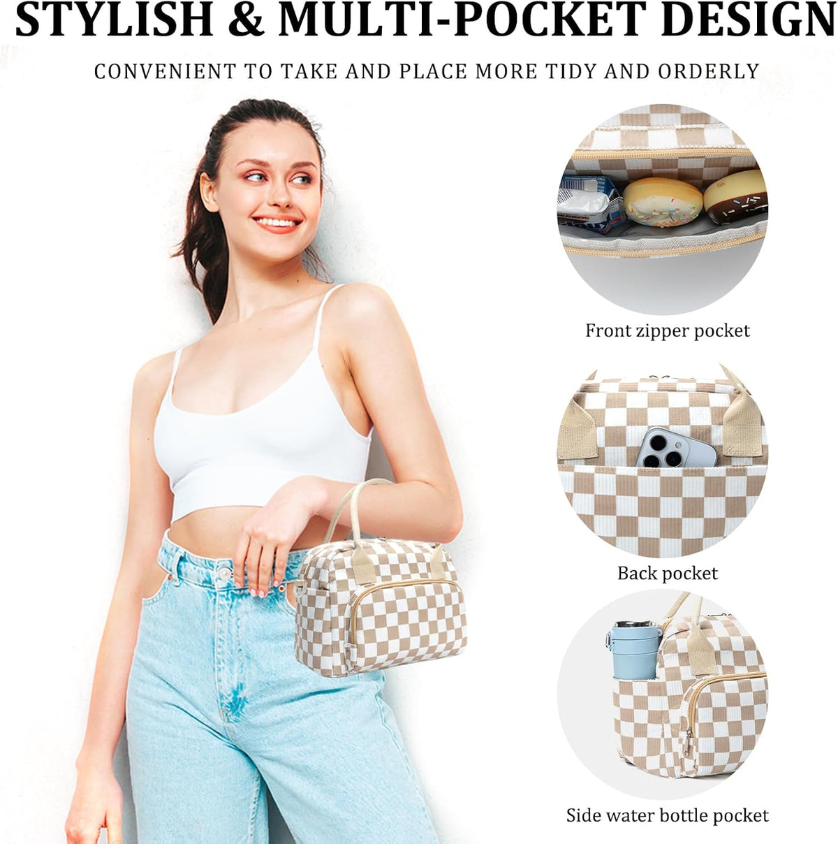 Insulated Lunch Bag for Women Men Large Reusable Lunch Box Adult Leakproof Portable Cooler Tote Bags for Work Picnic