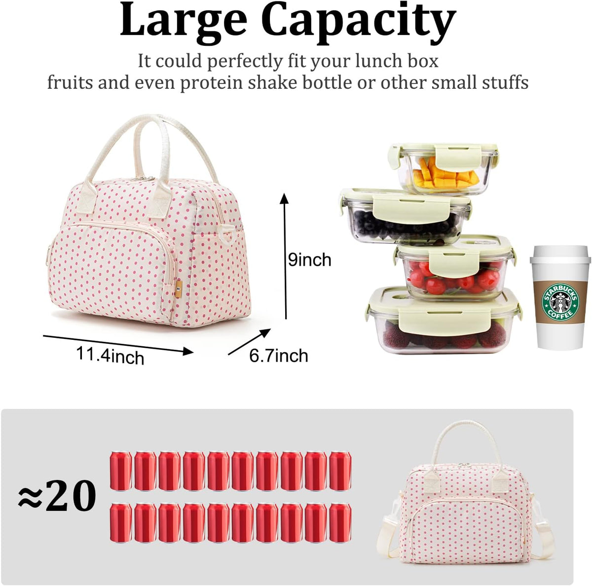 Insulated Lunch Bag for Women Men Large Reusable Lunch Box Adult Leakproof Portable Cooler Tote Bags for Work Picnic