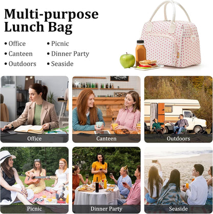 Insulated Lunch Bag for Women Men Large Reusable Lunch Box Adult Leakproof Portable Cooler Tote Bags for Work Picnic
