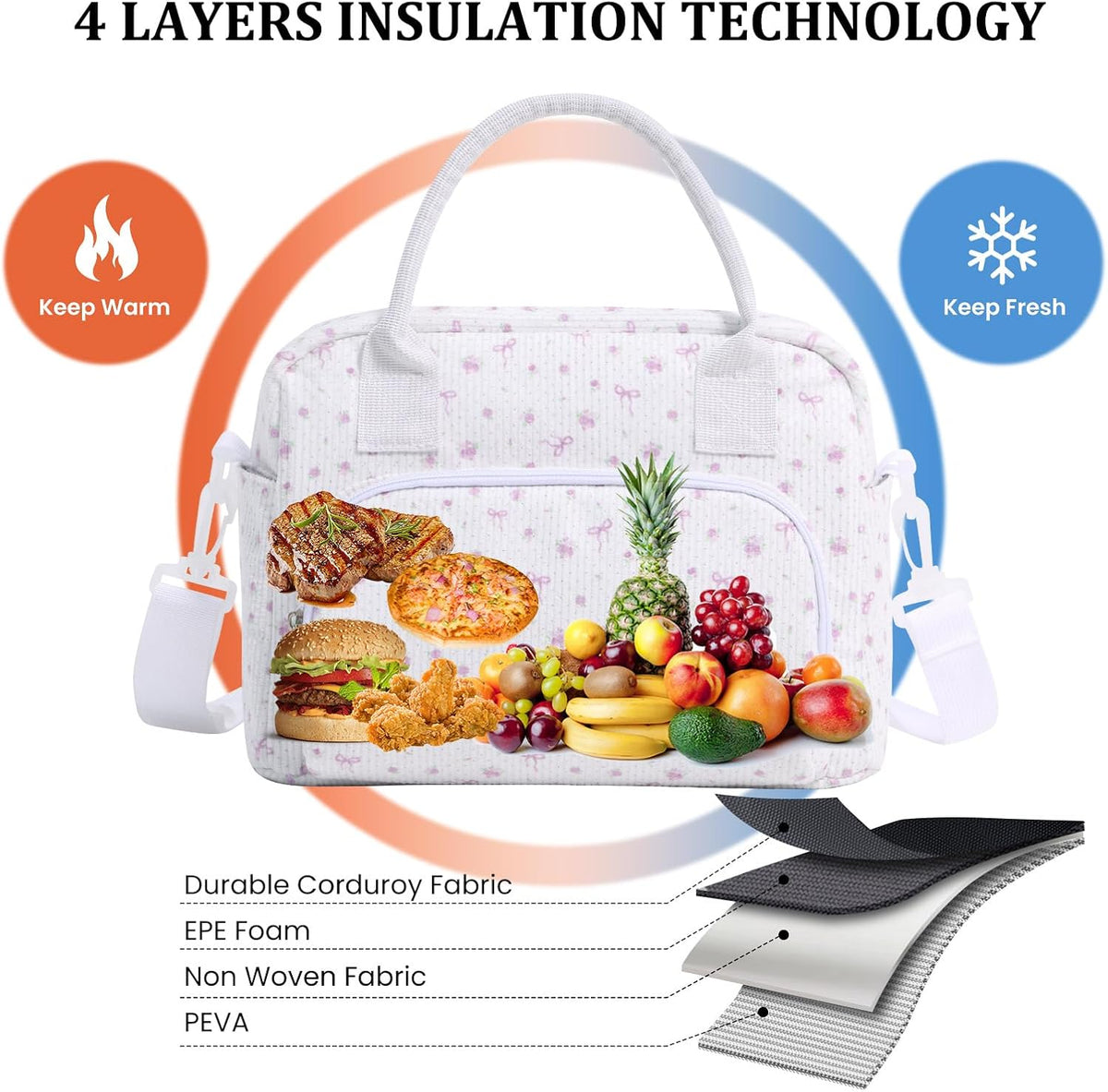 Insulated Lunch Bag for Women Men Large Reusable Lunch Box Adult Leakproof Portable Cooler Tote Bags for Work Picnic