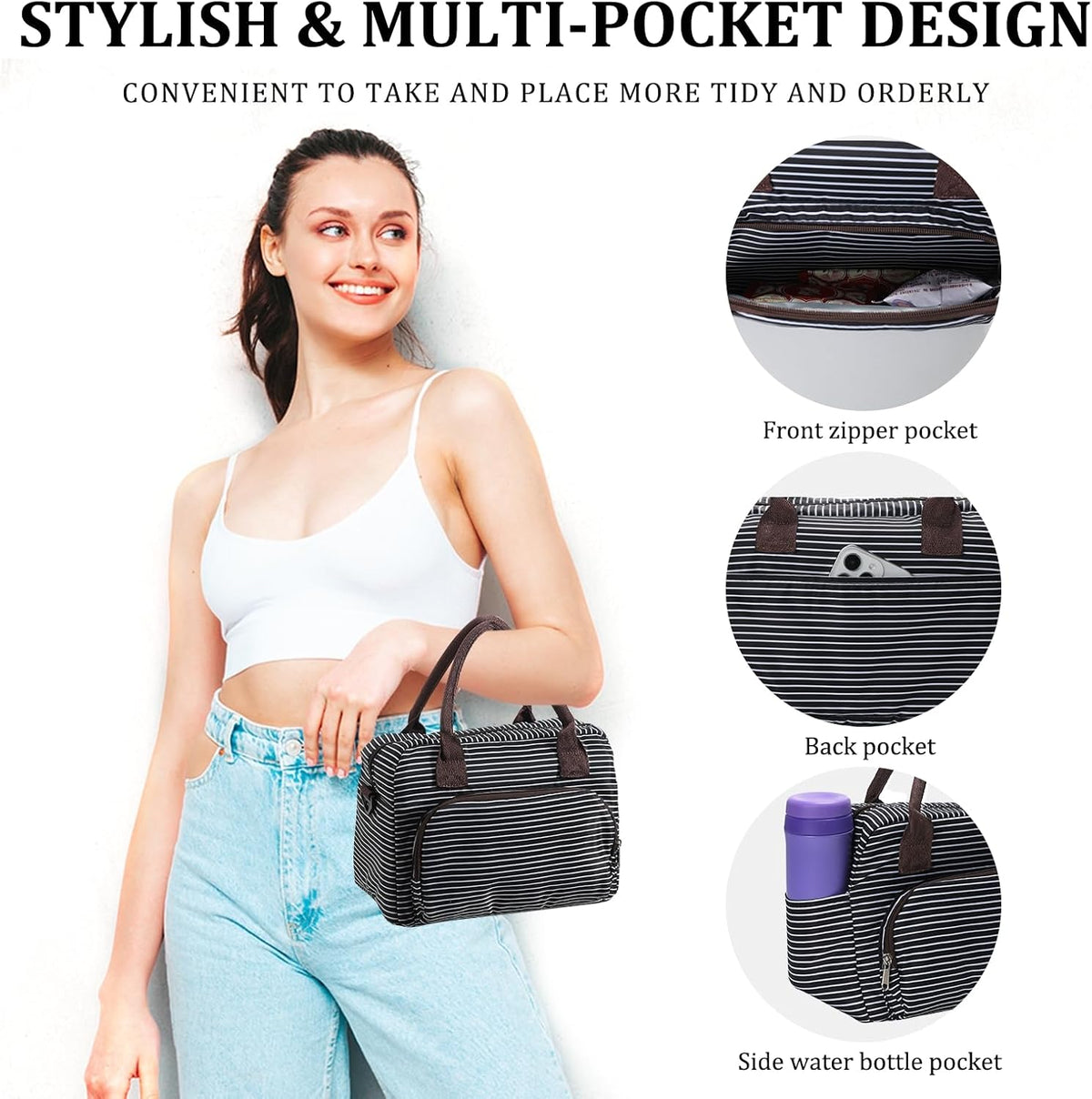 Insulated Lunch Bag for Women Men Large Reusable Lunch Box Adult Leakproof Portable Cooler Tote Bags for Work Picnic