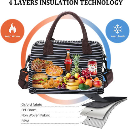 Insulated Lunch Bag for Women Men Large Reusable Lunch Box Adult Leakproof Portable Cooler Tote Bags for Work Picnic