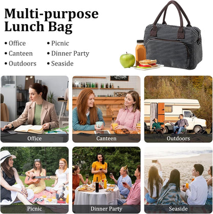 Insulated Lunch Bag for Women Men Large Reusable Lunch Box Adult Leakproof Portable Cooler Tote Bags for Work Picnic