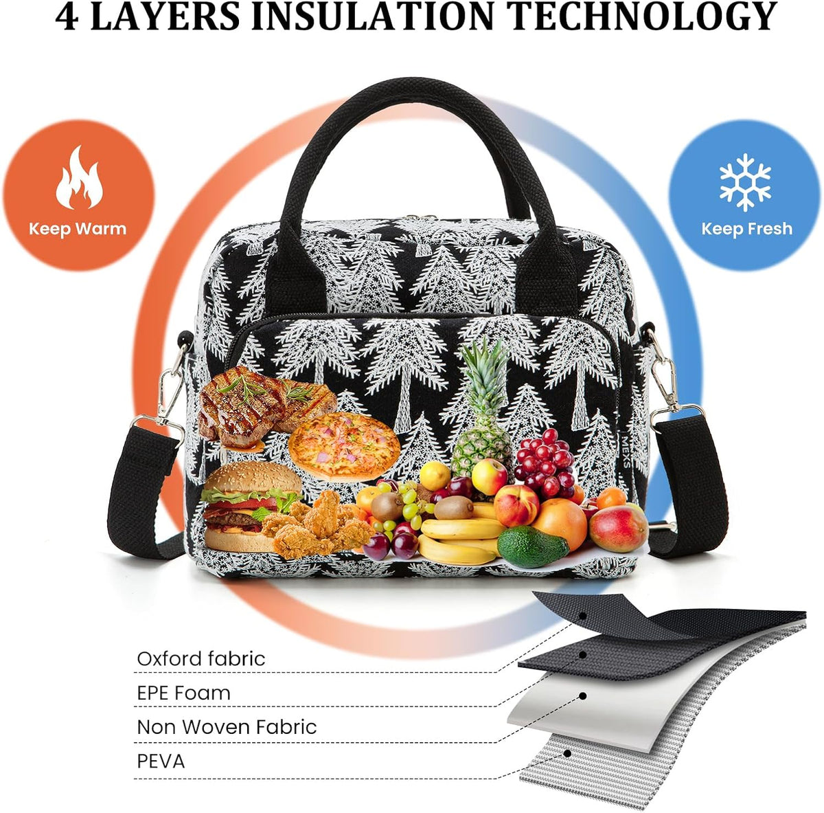 Insulated Lunch Bag for Women Men Large Reusable Lunch Box Adult Leakproof Portable Cooler Tote Bags for Work Picnic
