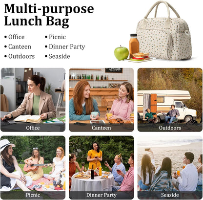 Insulated Lunch Bag for Women Men Large Reusable Lunch Box Adult Leakproof Portable Cooler Tote Bags for Work Picnic