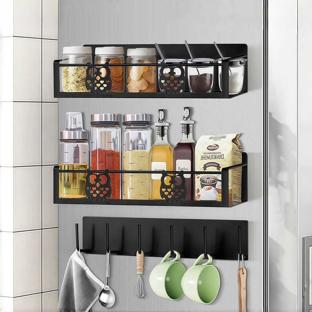 Magnetic Spice Rack for Refrigerator,Space Saving Kitchen Organizer Shelf