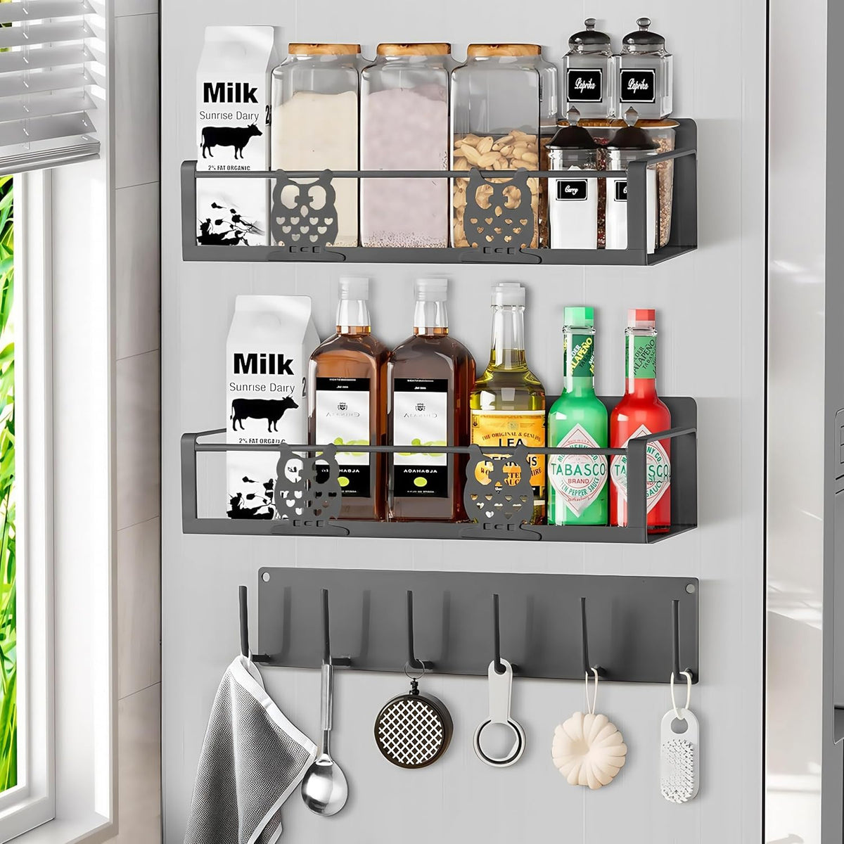 Magnetic Spice Rack for Refrigerator,Space Saving Kitchen Organizer Shelf