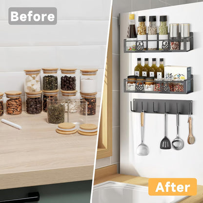 Magnetic Spice Rack for Refrigerator,Space Saving Kitchen Organizer Shelf