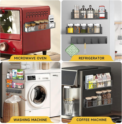 Magnetic Spice Rack for Refrigerator,Space Saving Kitchen Organizer Shelf