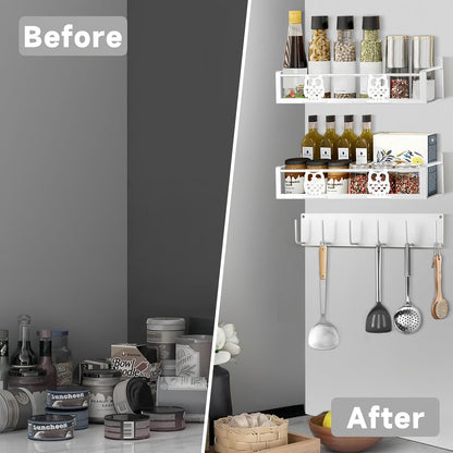 Magnetic Spice Rack for Refrigerator,Space Saving Kitchen Organizer Shelf