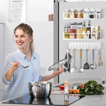 Magnetic Spice Rack for Refrigerator,Space Saving Kitchen Organizer Shelf