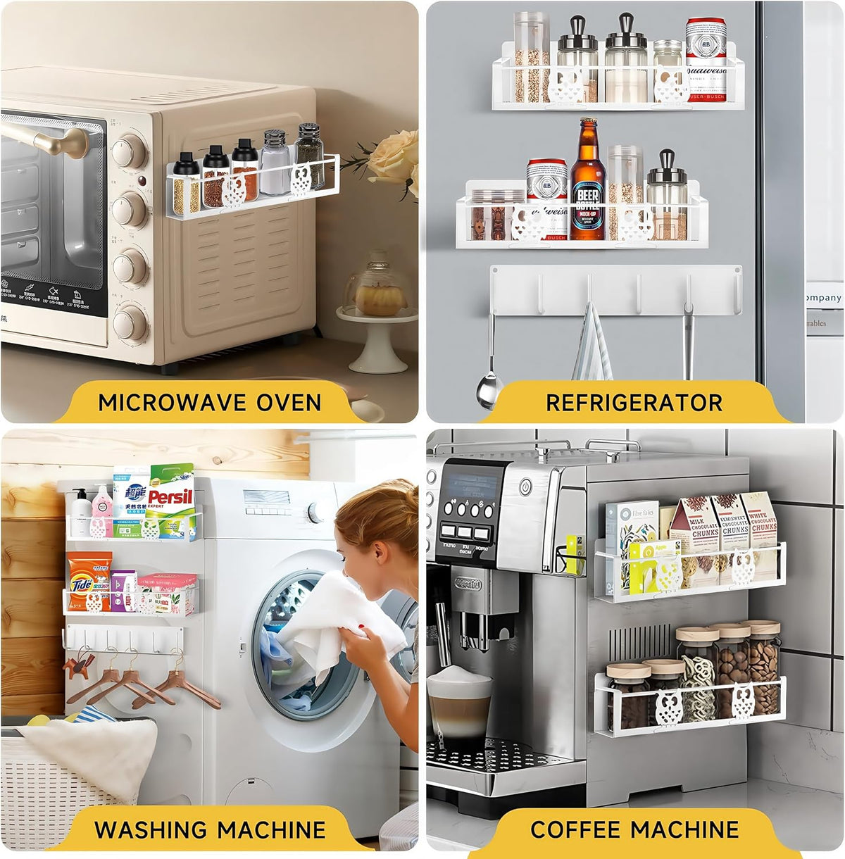 Magnetic Spice Rack for Refrigerator,Space Saving Kitchen Organizer Shelf