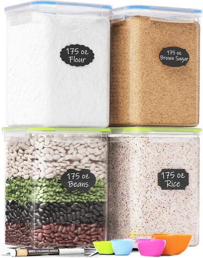 Extra Large Airtight Food Storage Containers with Lids, Pack of 2, 6.5L, 220Oz, Airtight Kitchen and Pantry Bulk Canisters for Flour, Sugar, Rice, and Baking Supplies - Transparent