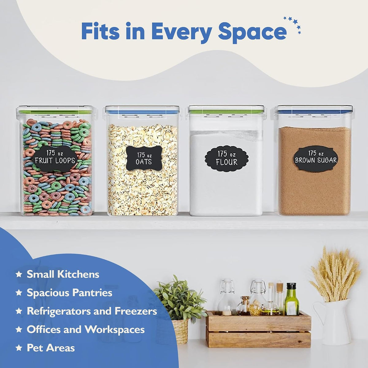 Extra Large Airtight Food Storage Containers with Lids, Pack of 2, 6.5L, 220Oz, Airtight Kitchen and Pantry Bulk Canisters for Flour, Sugar, Rice, and Baking Supplies - Transparent