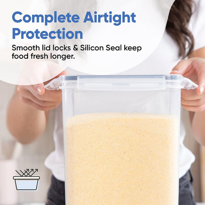 Extra Large Airtight Food Storage Containers with Lids, Pack of 2, 6.5L, 220Oz, Airtight Kitchen and Pantry Bulk Canisters for Flour, Sugar, Rice, and Baking Supplies - Transparent