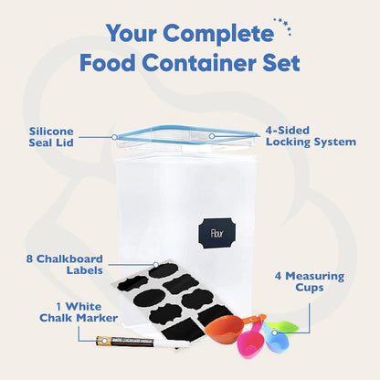 Extra Large Airtight Food Storage Containers with Lids, Pack of 2, 6.5L, 220Oz, Airtight Kitchen and Pantry Bulk Canisters for Flour, Sugar, Rice, and Baking Supplies - Transparent
