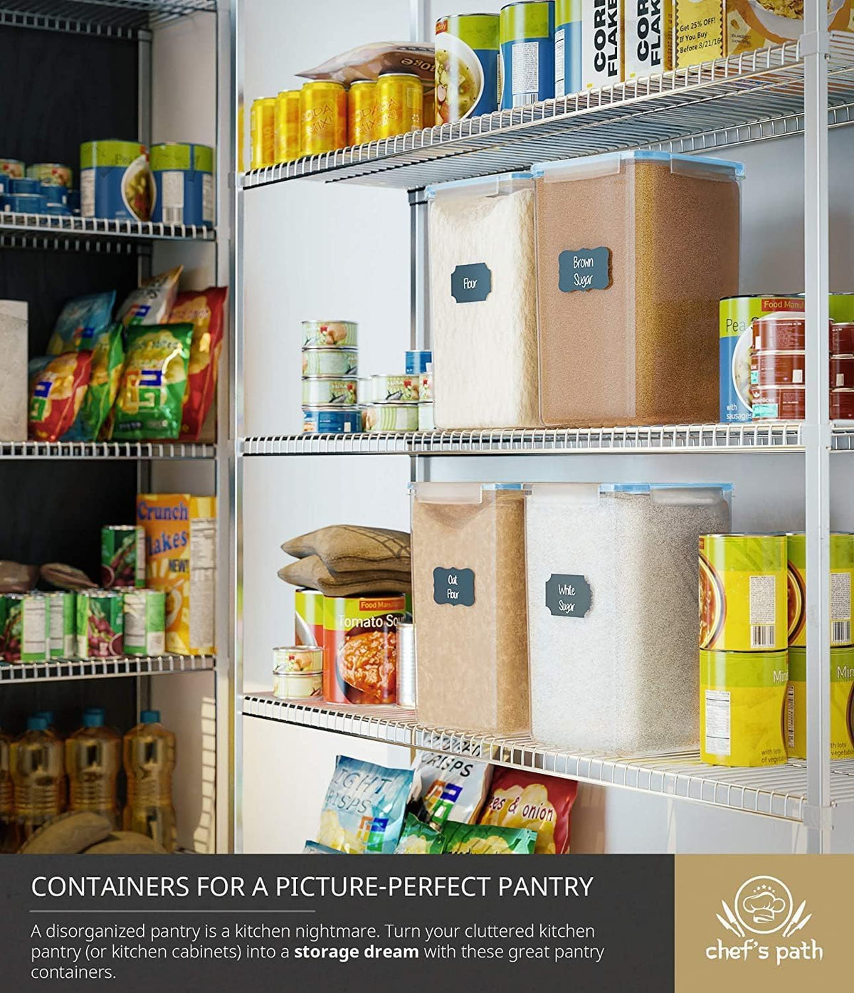 Extra Large Airtight Food Storage Containers with Lids, Pack of 2, 6.5L, 220Oz, Airtight Kitchen and Pantry Bulk Canisters for Flour, Sugar, Rice, and Baking Supplies - Transparent