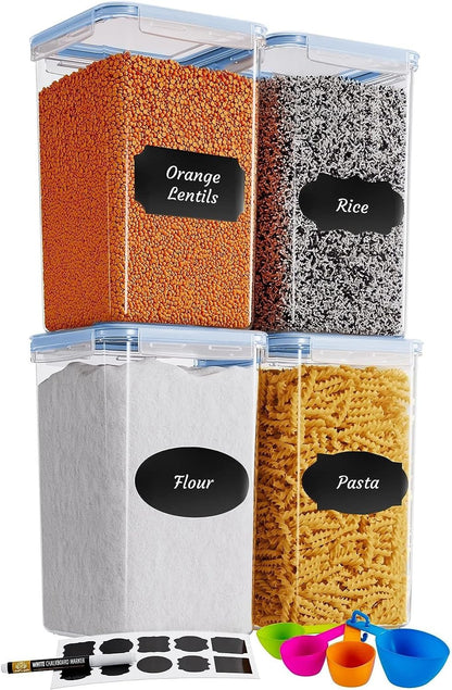 Extra Large Airtight Food Storage Containers with Lids, Pack of 2, 6.5L, 220Oz, Airtight Kitchen and Pantry Bulk Canisters for Flour, Sugar, Rice, and Baking Supplies - Transparent