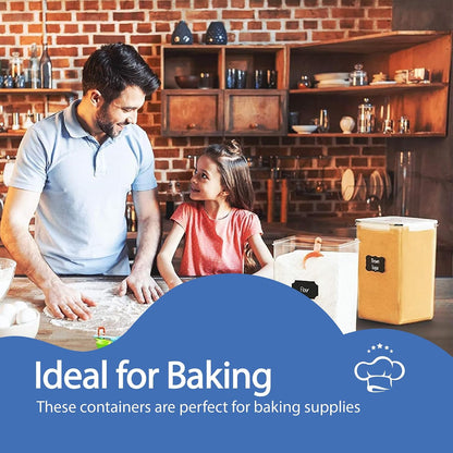 Extra Large Airtight Food Storage Containers with Lids, Pack of 2, 6.5L, 220Oz, Airtight Kitchen and Pantry Bulk Canisters for Flour, Sugar, Rice, and Baking Supplies - Transparent