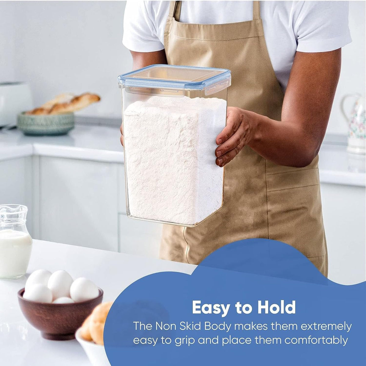 Extra Large Airtight Food Storage Containers with Lids, Pack of 2, 6.5L, 220Oz, Airtight Kitchen and Pantry Bulk Canisters for Flour, Sugar, Rice, and Baking Supplies - Transparent