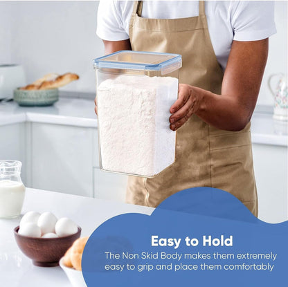 Extra Large Airtight Food Storage Containers with Lids, Pack of 2, 6.5L, 220Oz, Airtight Kitchen and Pantry Bulk Canisters for Flour, Sugar, Rice, and Baking Supplies - Transparent