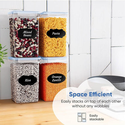 Extra Large Airtight Food Storage Containers with Lids, Pack of 2, 6.5L, 220Oz, Airtight Kitchen and Pantry Bulk Canisters for Flour, Sugar, Rice, and Baking Supplies - Transparent