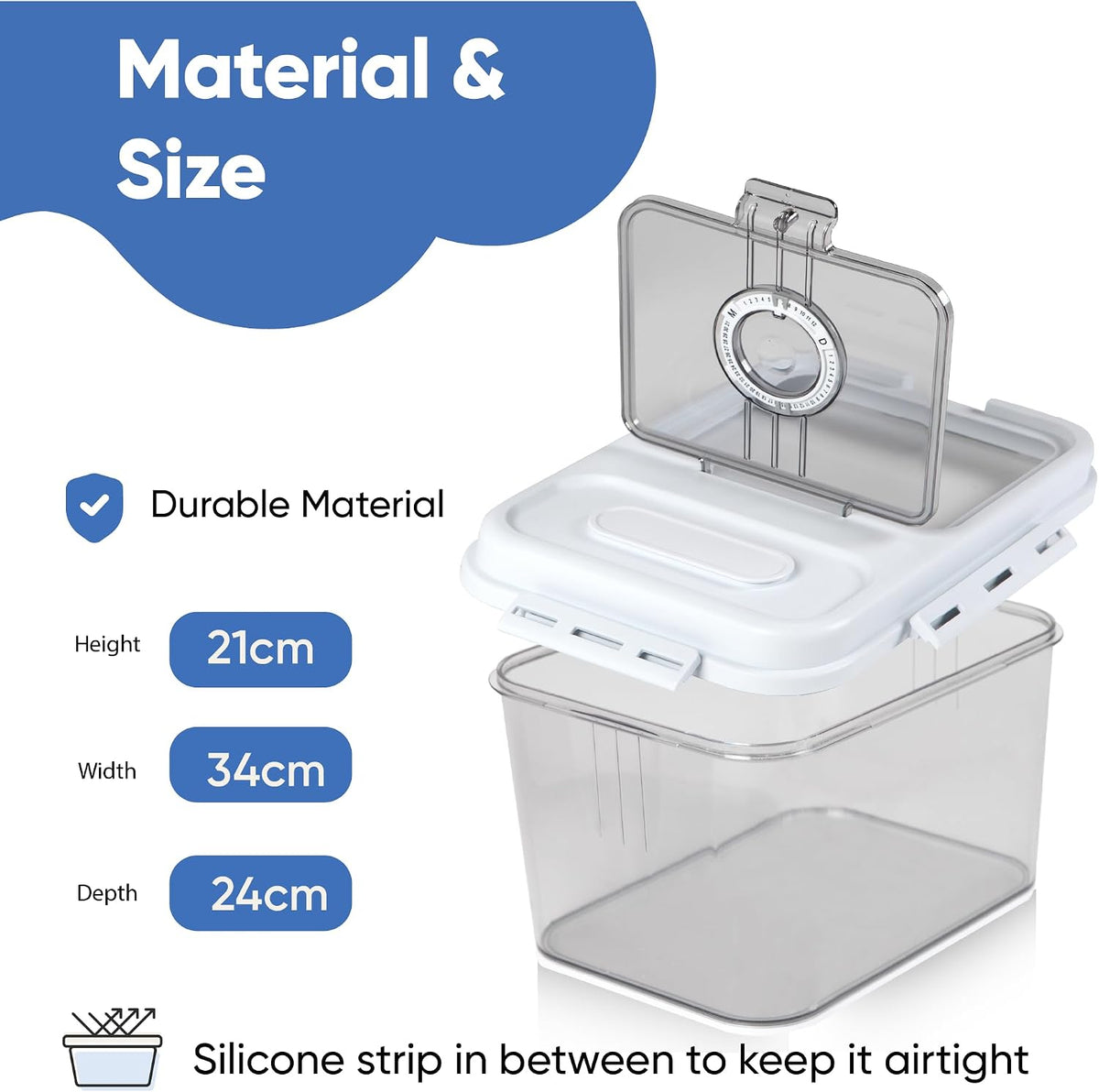 Extra Large Airtight Food Storage Containers with Lids, Pack of 2, 6.5L, 220Oz, Airtight Kitchen and Pantry Bulk Canisters for Flour, Sugar, Rice, and Baking Supplies - Transparent
