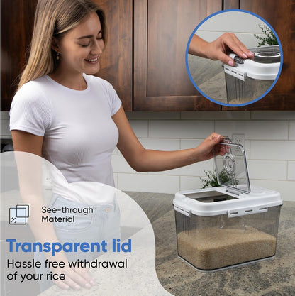 Extra Large Airtight Food Storage Containers with Lids, Pack of 2, 6.5L, 220Oz, Airtight Kitchen and Pantry Bulk Canisters for Flour, Sugar, Rice, and Baking Supplies - Transparent