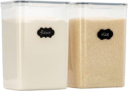 Extra Large Airtight Food Storage Containers with Lids, Pack of 2, 6.5L, 220Oz, Airtight Kitchen and Pantry Bulk Canisters for Flour, Sugar, Rice, and Baking Supplies - Transparent
