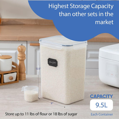 Extra Large Airtight Food Storage Containers with Lids, Pack of 2, 6.5L, 220Oz, Airtight Kitchen and Pantry Bulk Canisters for Flour, Sugar, Rice, and Baking Supplies - Transparent