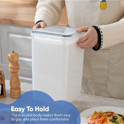 Extra Large Airtight Food Storage Containers with Lids, Pack of 2, 6.5L, 220Oz, Airtight Kitchen and Pantry Bulk Canisters for Flour, Sugar, Rice, and Baking Supplies - Transparent