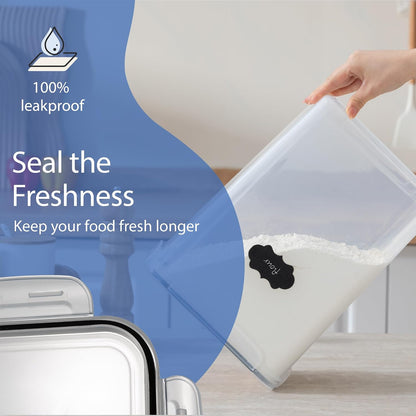 Extra Large Airtight Food Storage Containers with Lids, Pack of 2, 6.5L, 220Oz, Airtight Kitchen and Pantry Bulk Canisters for Flour, Sugar, Rice, and Baking Supplies - Transparent