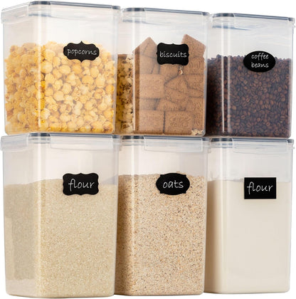 Extra Large Airtight Food Storage Containers with Lids, Pack of 2, 6.5L, 220Oz, Airtight Kitchen and Pantry Bulk Canisters for Flour, Sugar, Rice, and Baking Supplies - Transparent