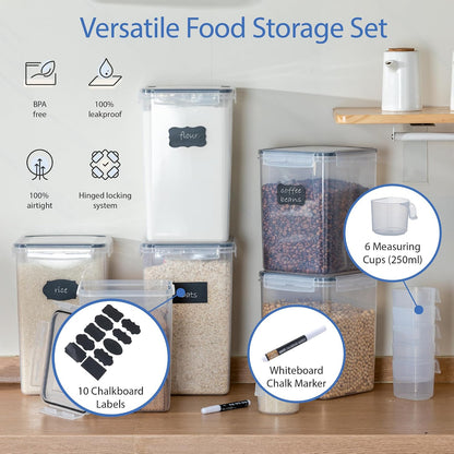 Extra Large Airtight Food Storage Containers with Lids, Pack of 2, 6.5L, 220Oz, Airtight Kitchen and Pantry Bulk Canisters for Flour, Sugar, Rice, and Baking Supplies - Transparent