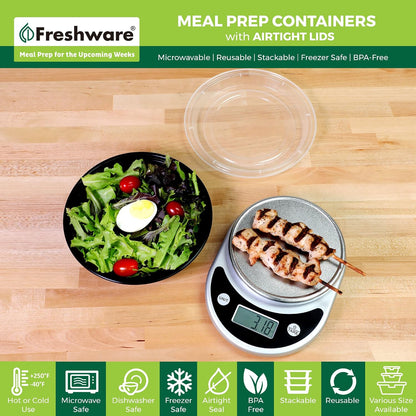 Meal Prep Bowl Containers [30 Pack] Plastic Bowls with Lids for Soup and Salad, Food Storage Bento Box, BPA Free, Stackable, Lunch Boxes, Microwave/Dishwasher/Freezer Safe (28 oz)