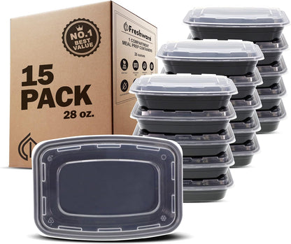 Meal Prep Bowl Containers [30 Pack] Plastic Bowls with Lids for Soup and Salad, Food Storage Bento Box, BPA Free, Stackable, Lunch Boxes, Microwave/Dishwasher/Freezer Safe (28 oz)