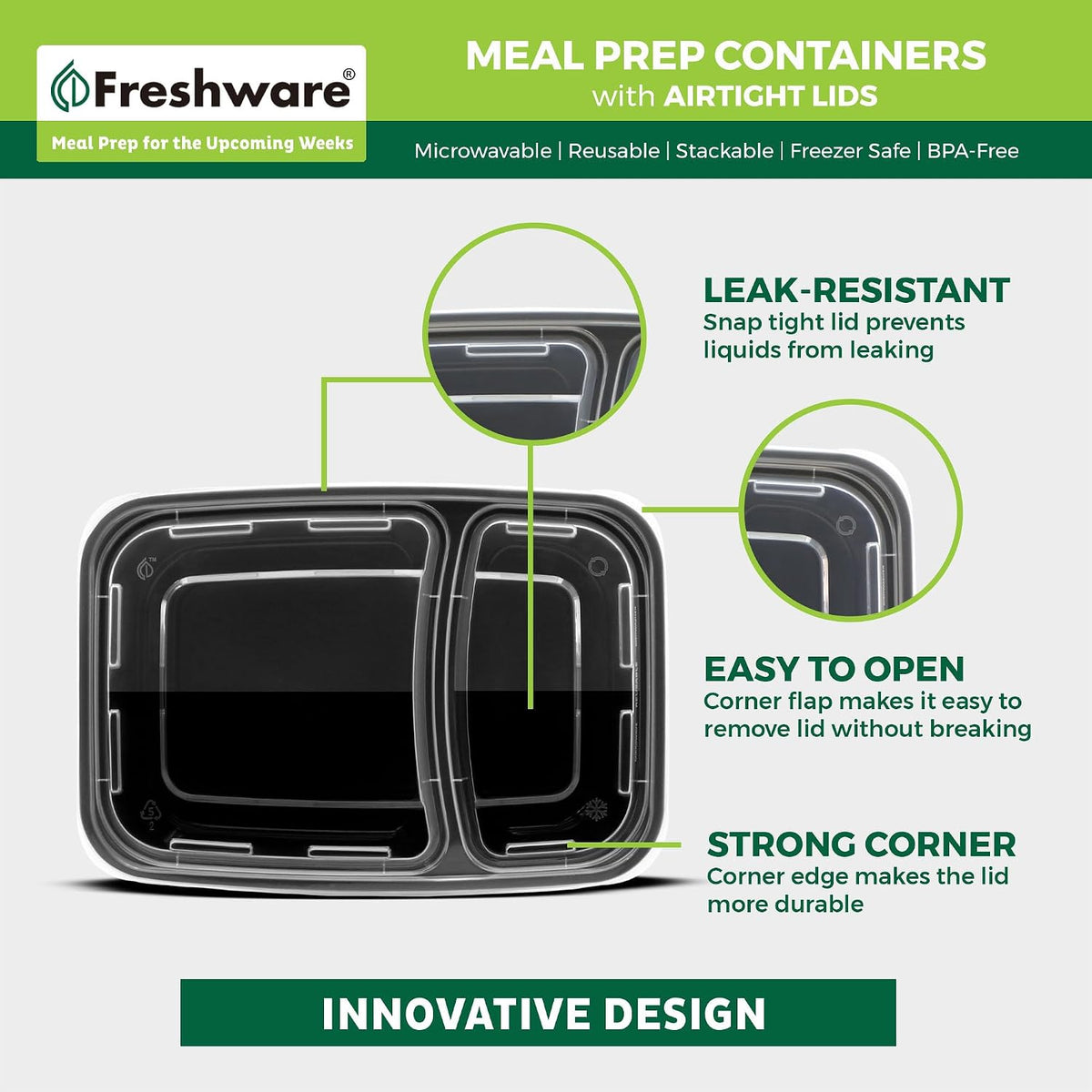 Meal Prep Bowl Containers [30 Pack] Plastic Bowls with Lids for Soup and Salad, Food Storage Bento Box, BPA Free, Stackable, Lunch Boxes, Microwave/Dishwasher/Freezer Safe (28 oz)