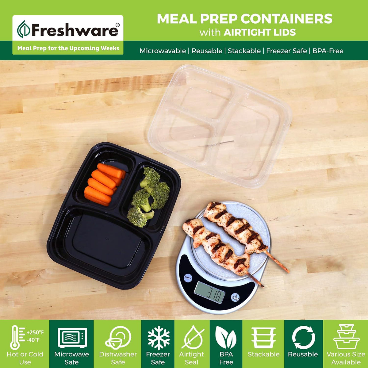 Meal Prep Bowl Containers [30 Pack] Plastic Bowls with Lids for Soup and Salad, Food Storage Bento Box, BPA Free, Stackable, Lunch Boxes, Microwave/Dishwasher/Freezer Safe (28 oz)
